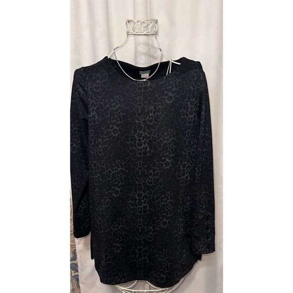 Great CONDITION STUNNING Chico’s Womens animal print tunic NWOT black Size 1 (US - Picture 3 of 11